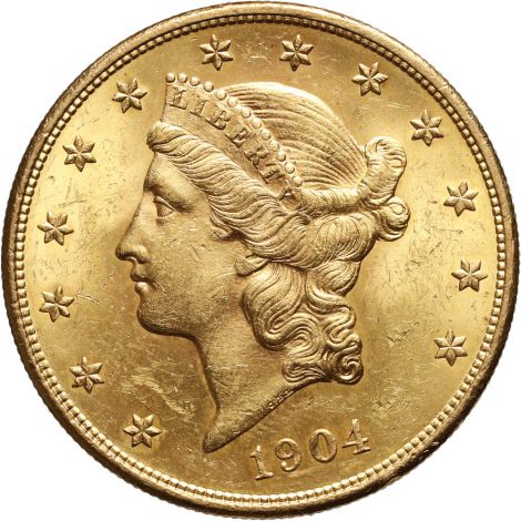 Złota moneta 20 dolarów 1904