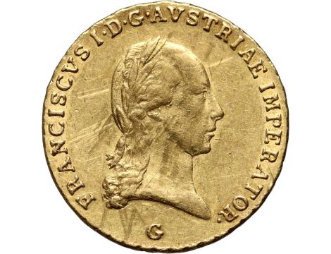 1035. Austria, Franciszek I, dukat 1822 G, Nagybanya - rzadka mennica