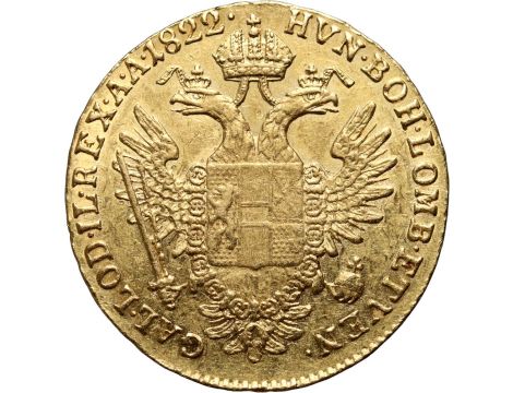 1035. Austria, Franciszek I, dukat 1822 G, Nagybanya - rzadka mennica - 2