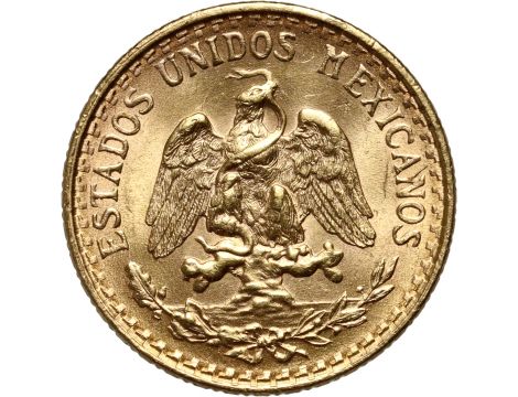 Złota moneta 2 pesos meksykańskie - 2