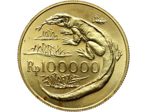1187. Indonezja, 100000 Rupii 1974, Waran z Komodo - rzadkie