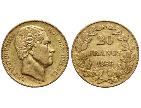 Złota moneta 20 franków belgijskich Leopold I - 3