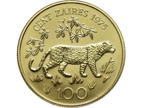 1190. Zair (Kongo), 100 zairów 1975, Leopard - rzadkie