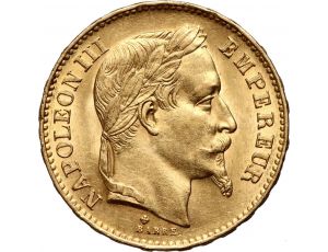 Złota moneta 20 franków francuskich Napoleon III Wieniec
