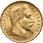 Złota moneta 20 franków francuskich Napoleon III Wieniec