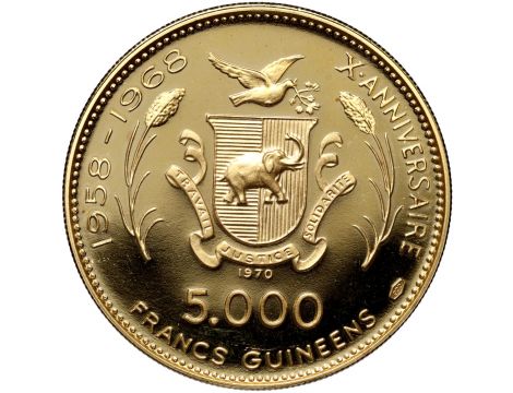 1232. Gwinea, 5000 franków 1970, Chefren - 2