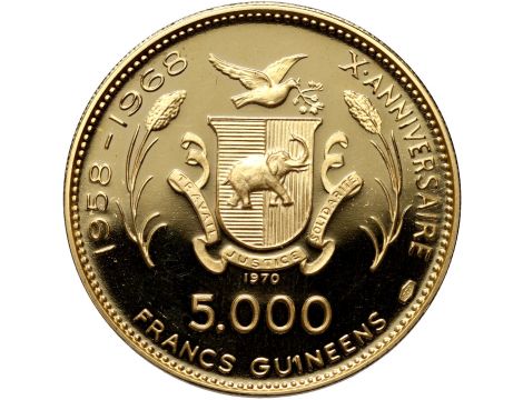 1233. Gwinea, 5000 franków 1970, Achenaton - 2