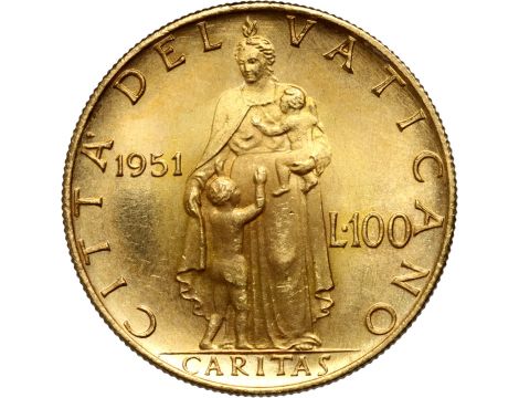 1379. Watykan, Pius XII, 100 lirów 1951 - bardzo ładne - 2