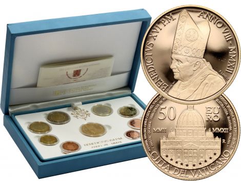 1568. Watykan, Benedykt XVI, zestaw 9 monet euro 2012, stempel lustrzany