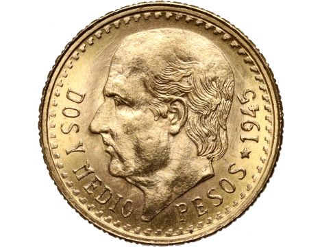Złota moneta 2,5 peso meksykańskiego
