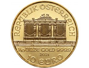 Złota moneta Wiedeński Filharmonik 1/10 uncji