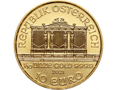Złota moneta Wiedeński Filharmonik 1/10 uncji