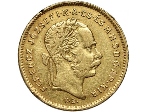 1710. Węgry, Franciszek Józef I, 10 franków = 4 forinty 1879 KB, Kremnica - rzadszy rocznik