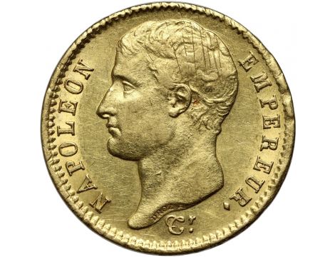 1740. Francja, Napoleon I, 20 franków 1807 A, Paryż, bez wieńca