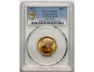 1782. Wielka Brytania, Wiktoria, suweren 1872 (108), Londyn, PCGS MS64 - piękny