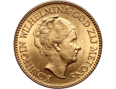 Złota moneta 10 guldenów holenderskich - Wilhelmina (1925-1933)