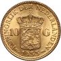 Złota moneta 10 guldenów holenderskich - Wilhelmina (1925-1933) - 3