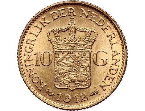 Złota moneta 10 guldenów holenderskich - Wilhelmina (1911-1917) - 2