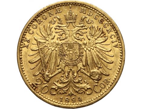 Złota moneta 20 koron austriackich Franciszek Józef I Wieniec - 2