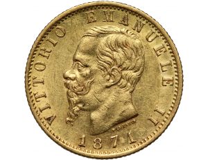 2219. Włochy, Wiktor Emanuel II, 20 lirów 1871 R, Rzym