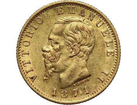 2219. Włochy, Wiktor Emanuel II, 20 lirów 1871 R, Rzym