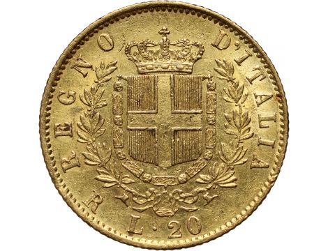 2219. Włochy, Wiktor Emanuel II, 20 lirów 1871 R, Rzym - 2