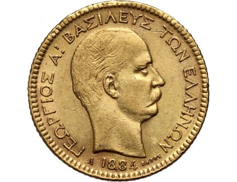 2335. Grecja, Jerzy I, 20 drachm 1884 A, Paryż