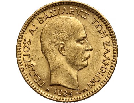 2717. Grecja, Jerzy I, 20 drachm 1884 A, Paryż