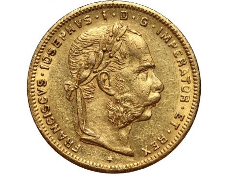 2791. Austria, Franciszek Józef I, 8 florenów = 20 franków 1883 - rzadki rocznik