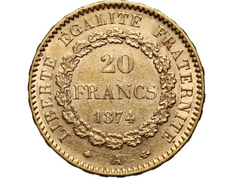 2999. Francja, 20 franków 1874, Anioł - 2
