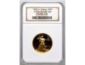 3052. USA, 25 dolarów 1987, Amerykański Orzeł, 1/2 uncji, NGC PF69