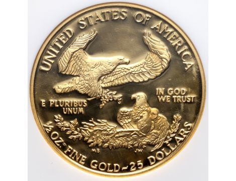 3052. USA, 25 dolarów 1987, Amerykański Orzeł, 1/2 uncji, NGC PF69 - 3