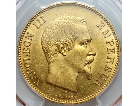 3122. Francja, Napoleon III, 100 franków 1855 A, Paryż, PCGS MS61 - 2