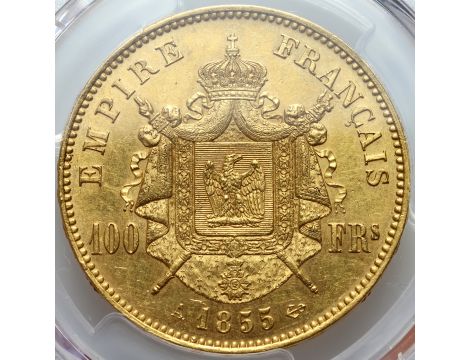 3122. Francja, Napoleon III, 100 franków 1855 A, Paryż, PCGS MS61 - 3