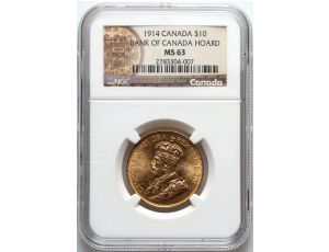 3137. Kanada, Jerzy V, 10 dolarów 1914, NGC MS63