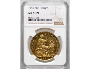 3139. Peru, 100 soli 1951, MS61 PL, Prooflike