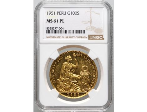 3139. Peru, 100 soli 1951, MS61 PL, Prooflike