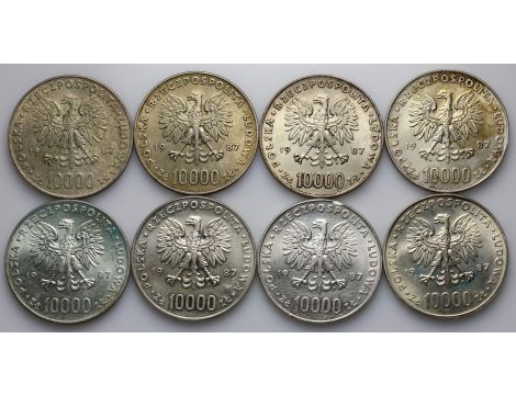 3200. Polska, PRL, Srebro zestaw 8x 10000 złotych 1987 Jan Paweł II - 2