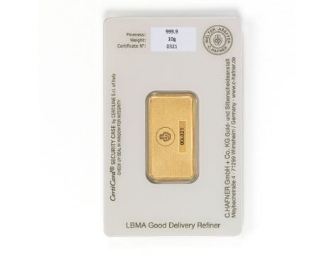 Sztabka złota 10 g C.Hafner - 2
