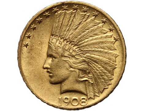 3337. USA, 10 dolarów 1908, Filadelfia, Indianin