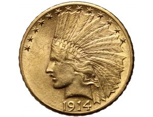 3339. USA, 10 dolarów 1914 D, Denver, Indianin