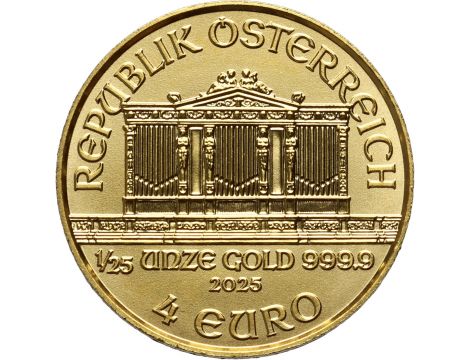 Złota moneta Wiedeński Filharmonik 1/25 uncji