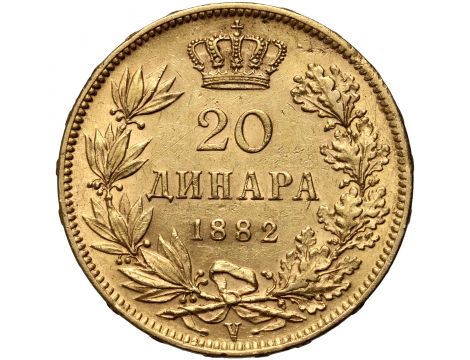 3382. Serbia, Milan I, 20 dinarów 1882 V, Wiedeń - 2