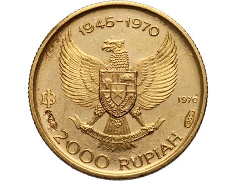 3385. Indonezja, 2000 rupii 1970, 25-lecie niepodległości, Paryż - rzadka odmiana - 2