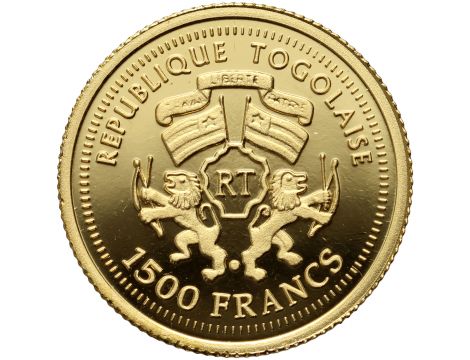 3386. Togo, 1500 franków 2006, Wolfgang Amadeusz Mozart, 1/25 uncji złota - 2