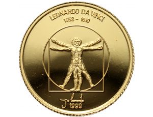 3393. Mongolia, 1000 tugrików 1999, Leonardo da Vinci, 1/25 uncji złota