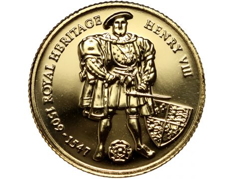3395. Wielka Brytania, Falklandy, 2 funty 1997, Henryk VIII, 1/25 uncji złota