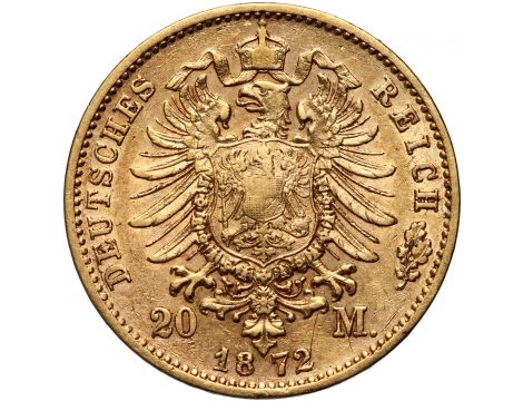 3408. Niemcy, Bawaria, Ludwik II, 20 marek 1872 D, Monachium - 2