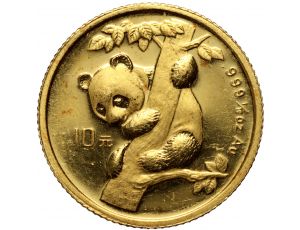 3418. Chiny, 10 juanów 1996, Panda, 1/10 uncji złota