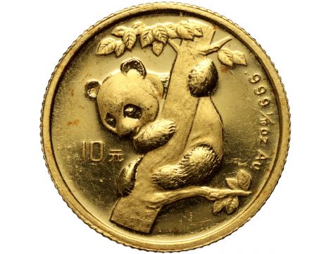 3418. Chiny, 10 juanów 1996, Panda, 1/10 uncji złota